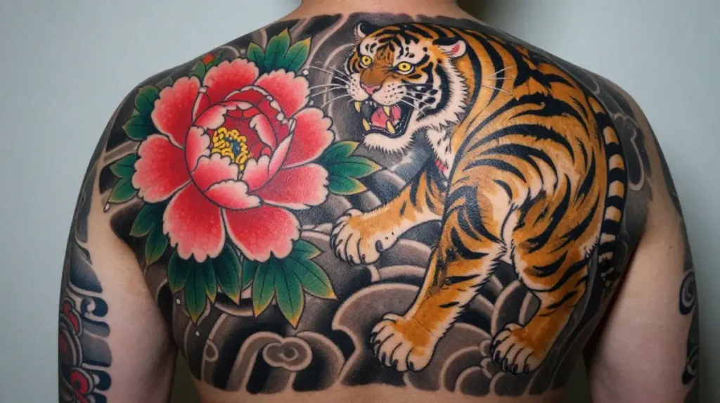 Peony and Tiger Tattoo