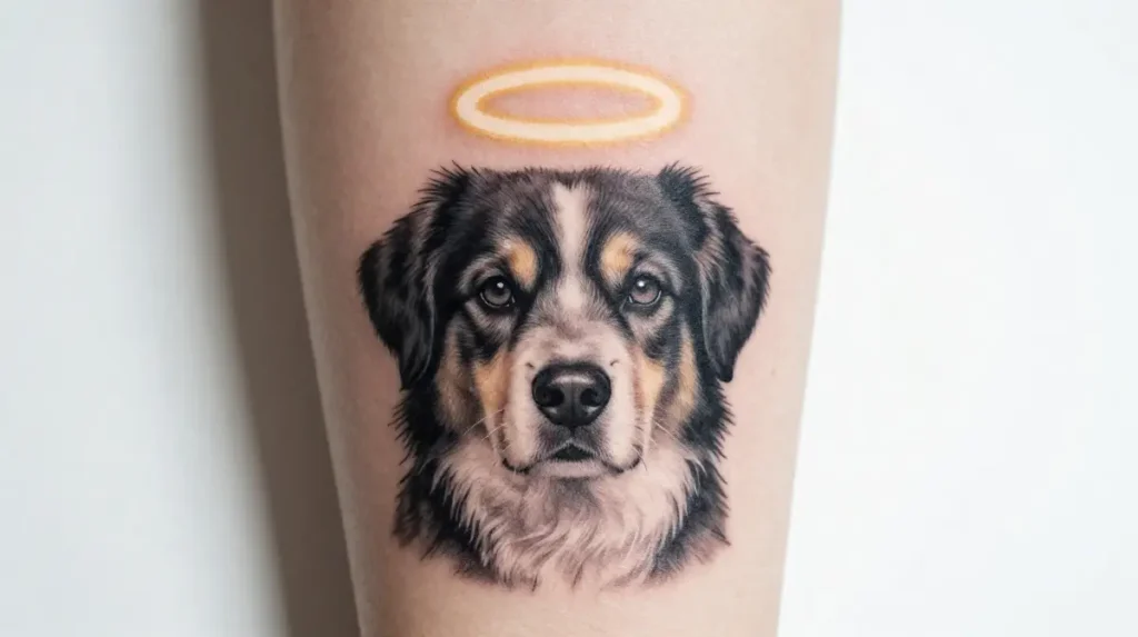 Pet with Angel Halo Tattoo
