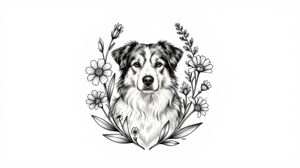 Pet with Nature Elements Tattoo