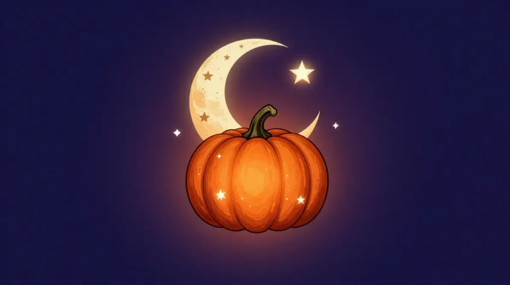 Pumpkin Moon and Stars Tattoo