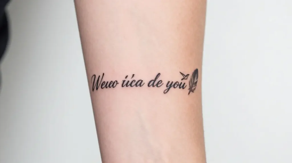 Quote Tattoo with Birds or Feathers