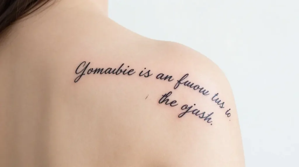 Quote or Script Upper Shoulder Tattoo