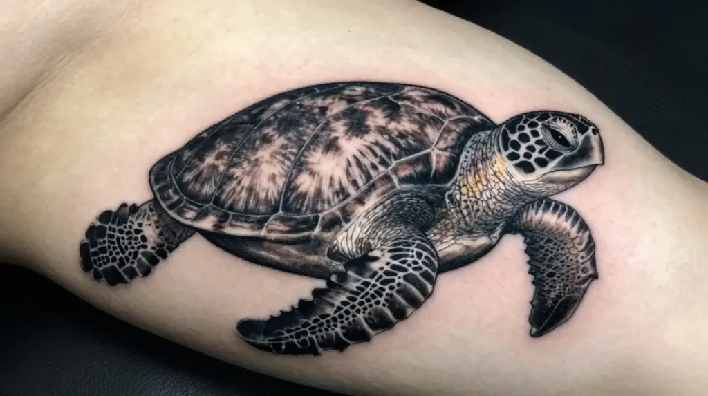 Realistic Sea Turtle Tattoo
