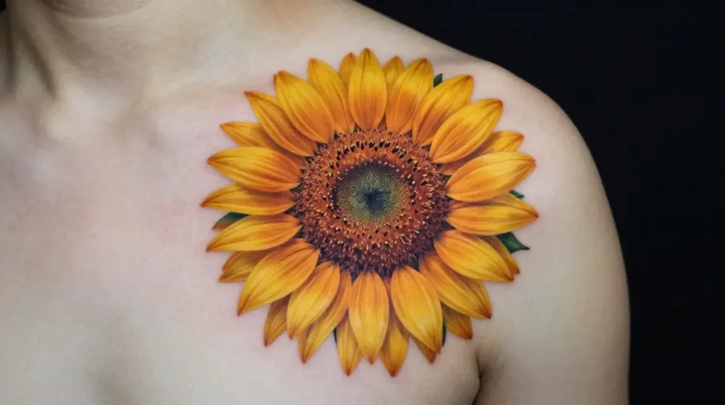 Realistic Sunflower Tattoo in Full Color