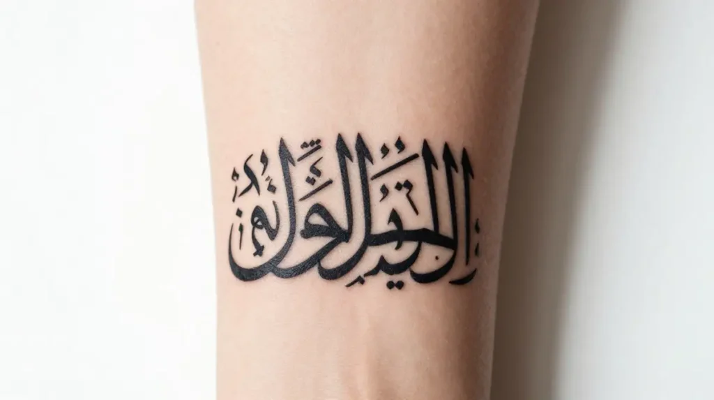 Sanskrit or Arabic Script Quote Tattoo