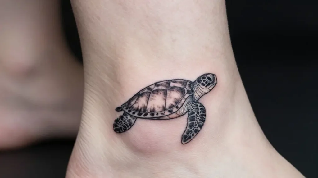 Sea Turtle Ankle Tattoo