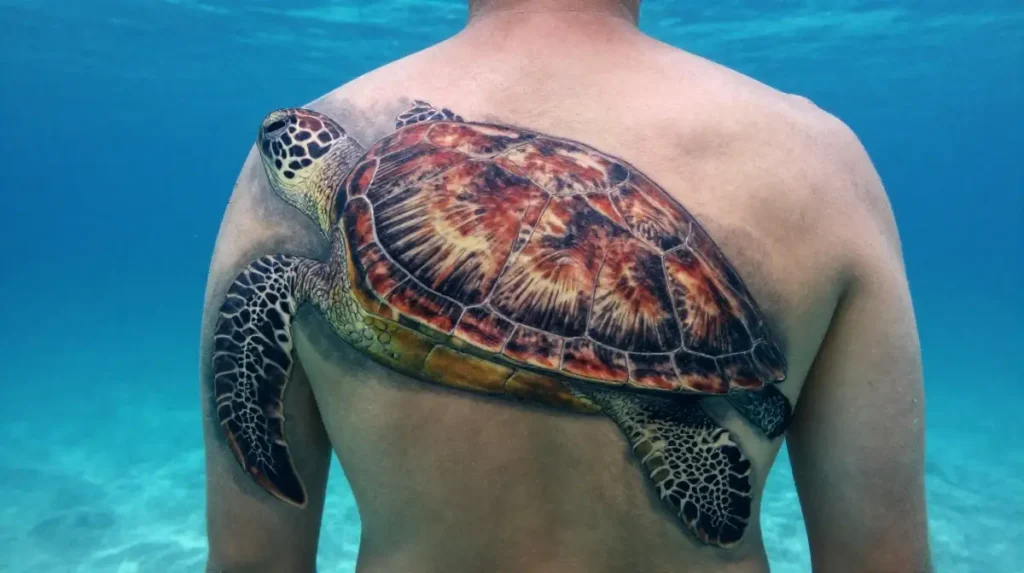 Sea Turtle Back Tattoo