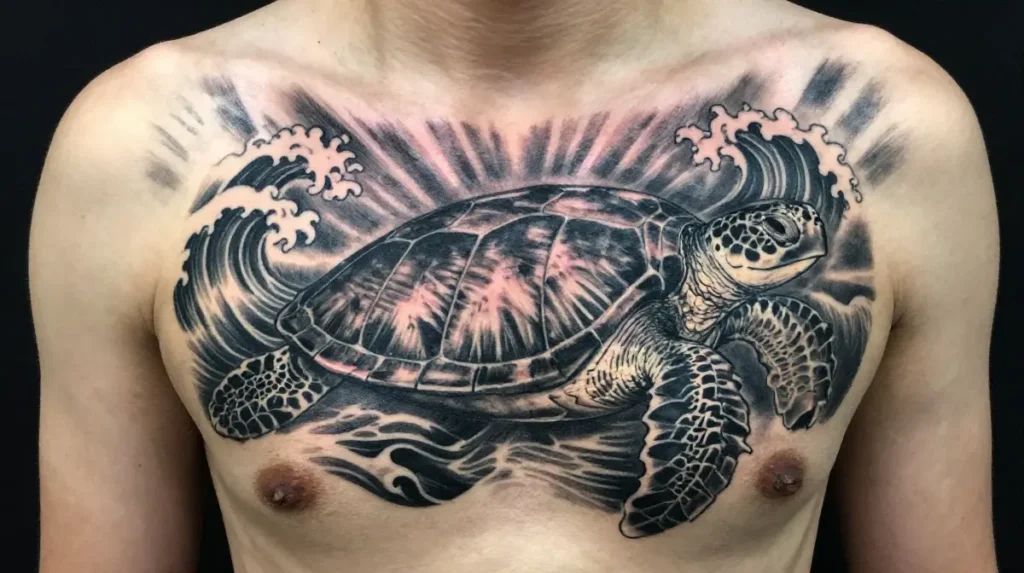 Sea Turtle Chest Tattoo