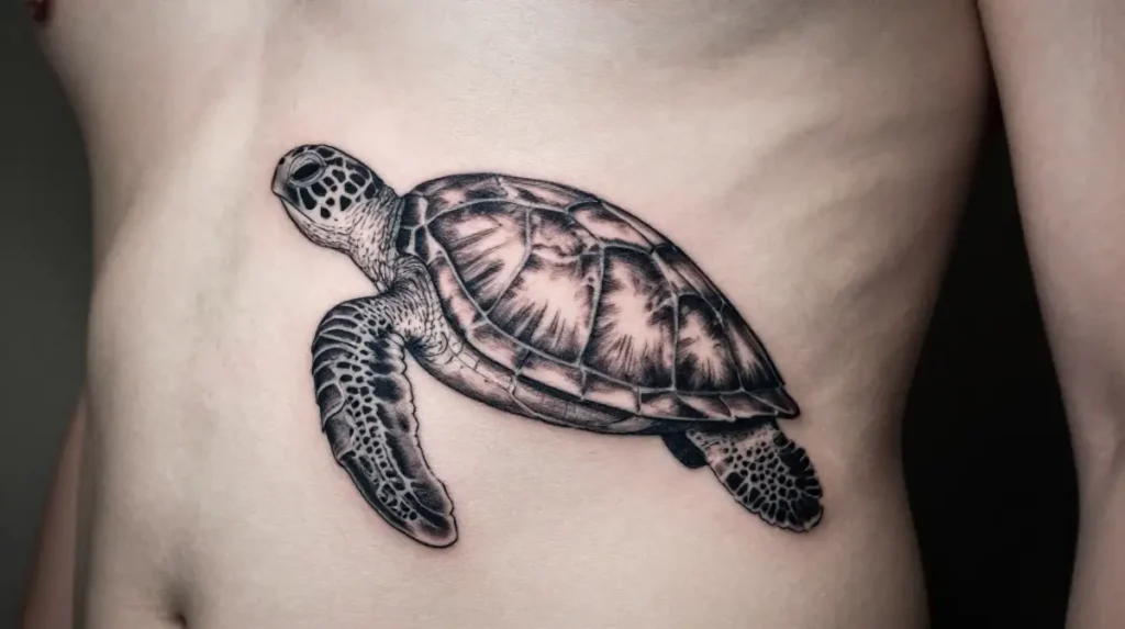 Sea Turtle Rib Tattoo