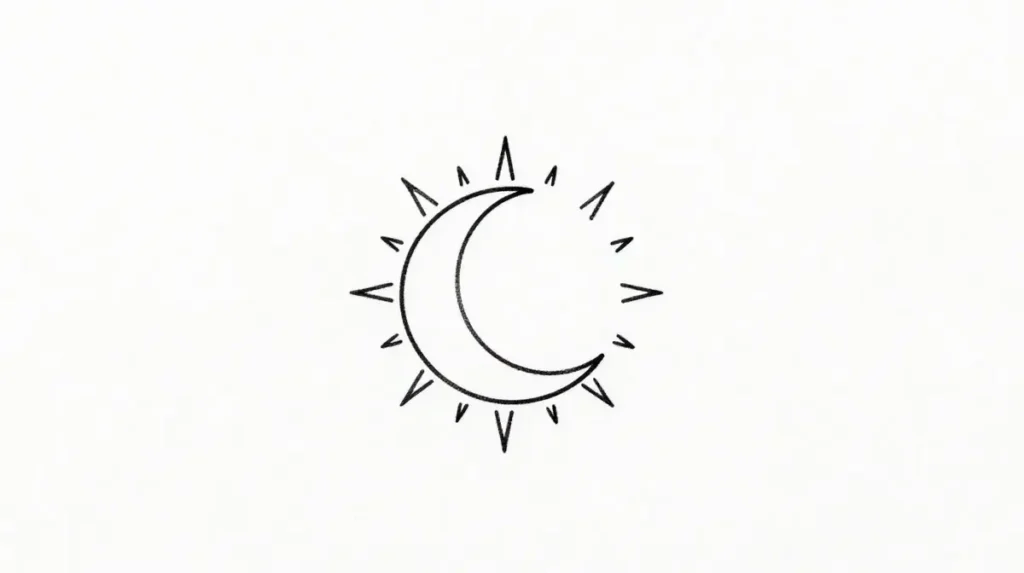 Separated Symbolic Sun and Moon Tattoo