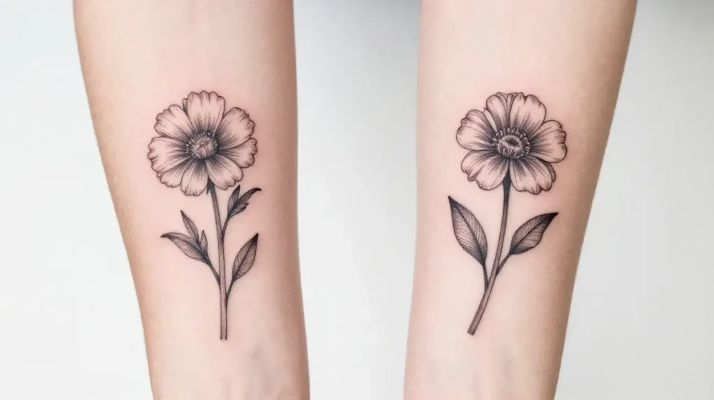 Sister Tattoos with Birth Flowers