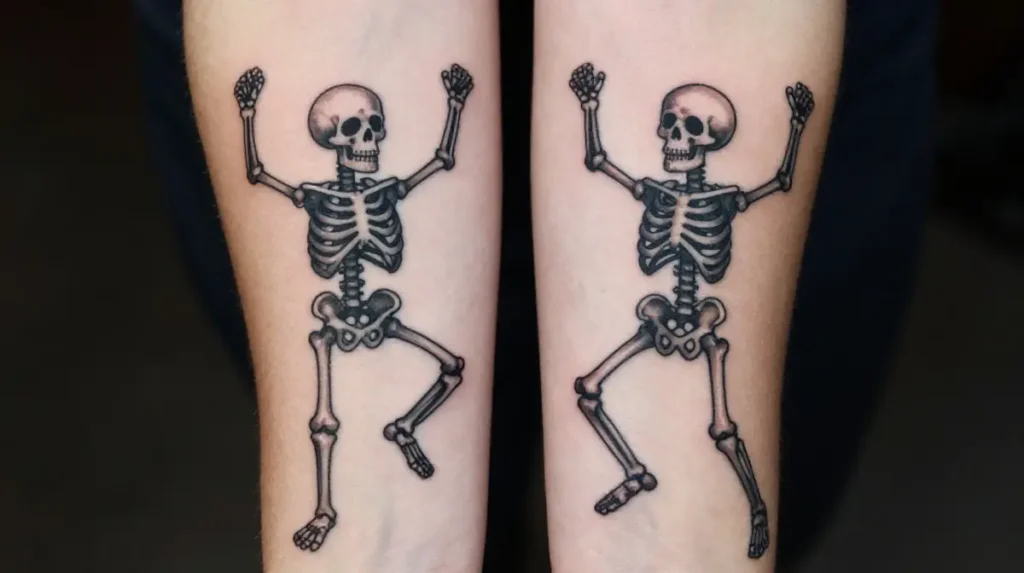Skeleton and Dancing Skeleton Tattoo