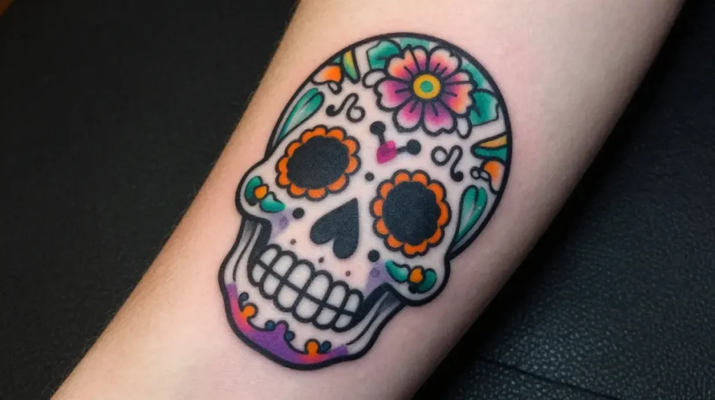 Skull and Sugar Skull Halloween Tattoo
