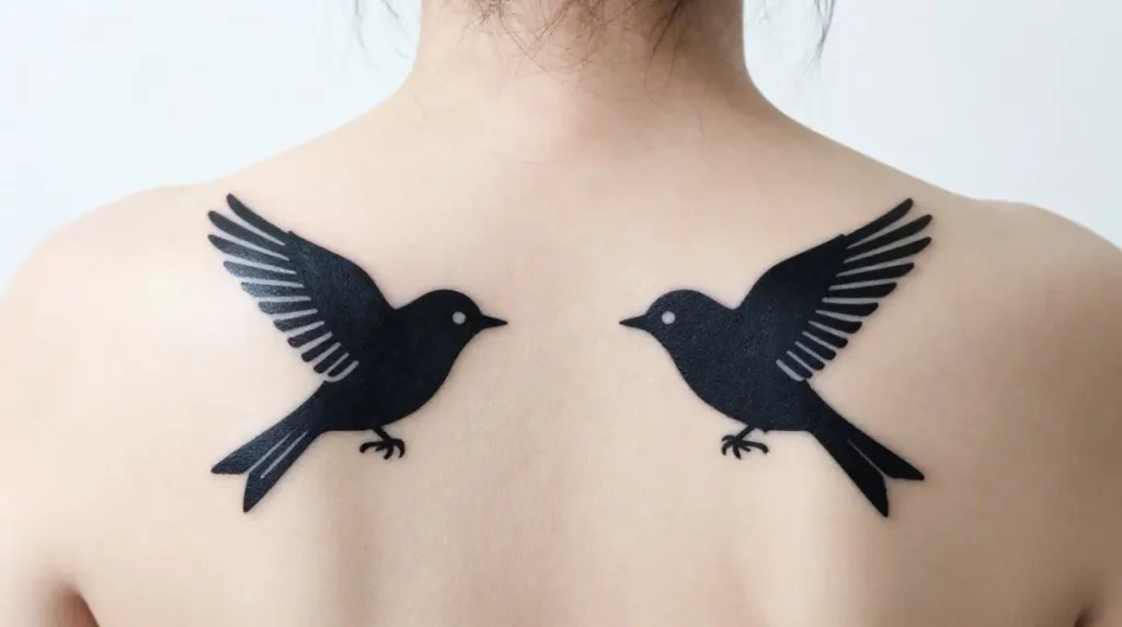 Small Back Tattoo Bird Design