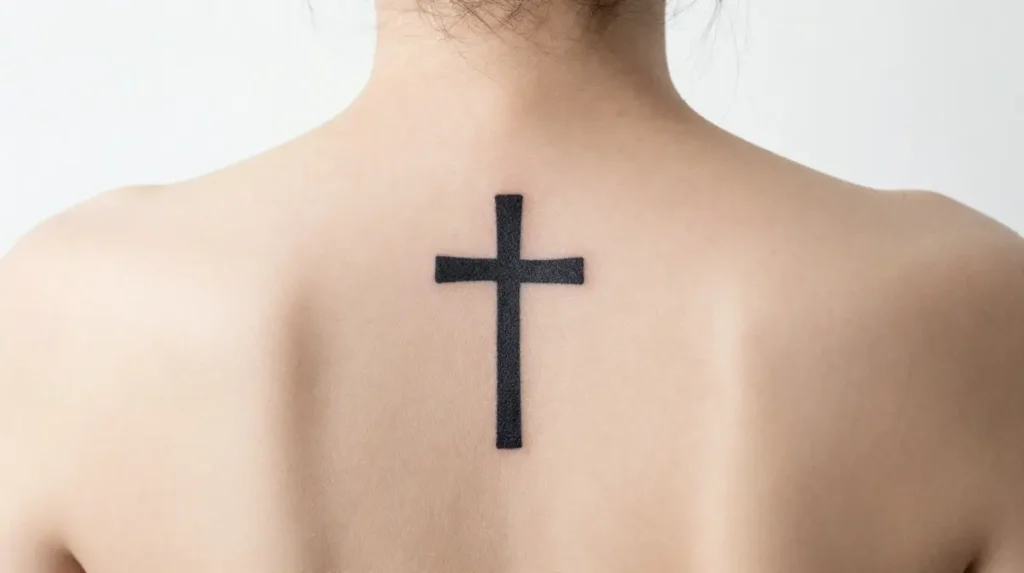 Small Back Tattoo Cross Design