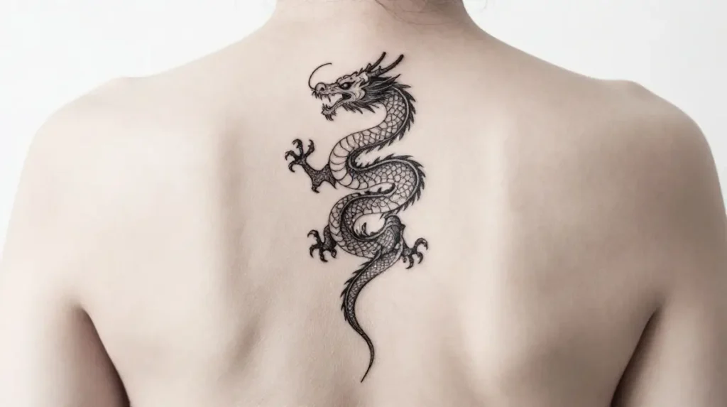 Small Back Tattoo Dragon Design