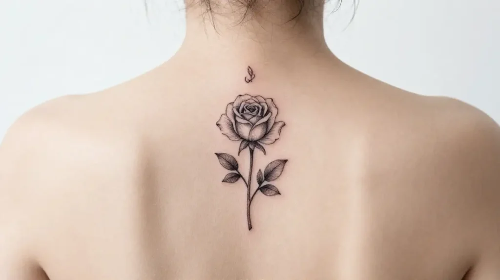 Small Back Tattoo Floral Design