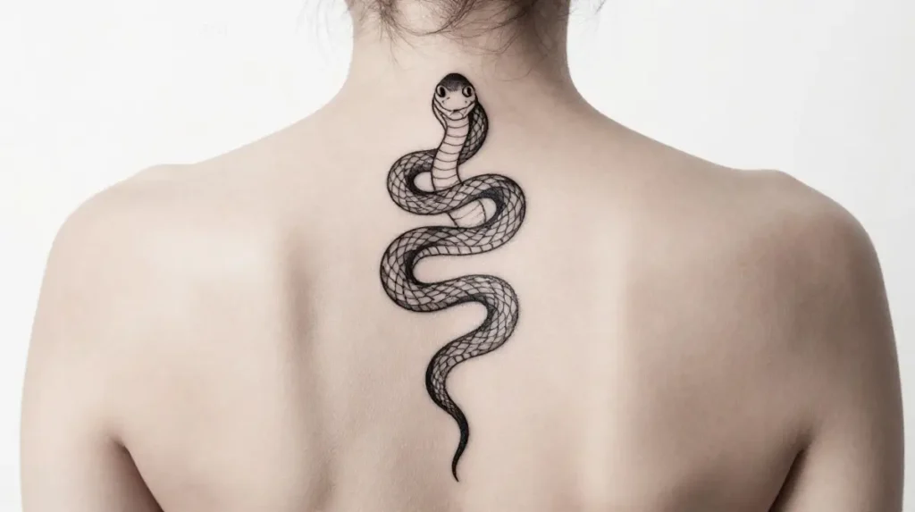 Small Back Tattoo Snake Design