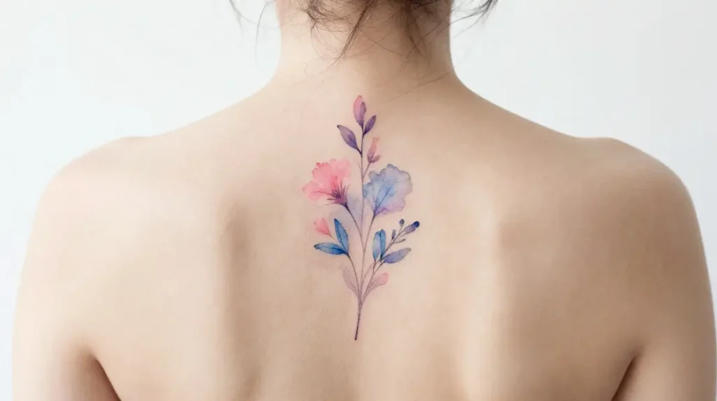 Small Back Tattoo Watercolor Style