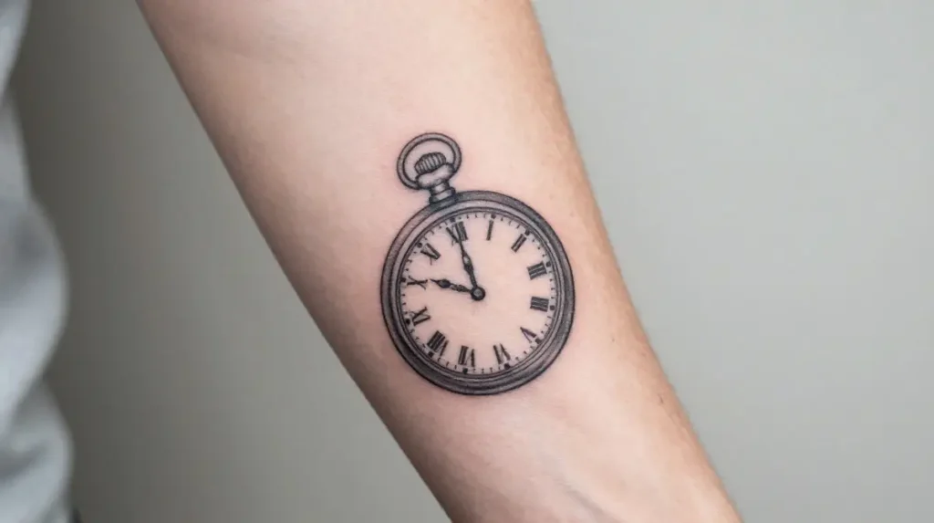 Small Clock or Watch Tattoo