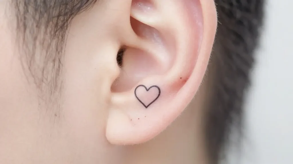Small Heart Tattoo Behind the Ear