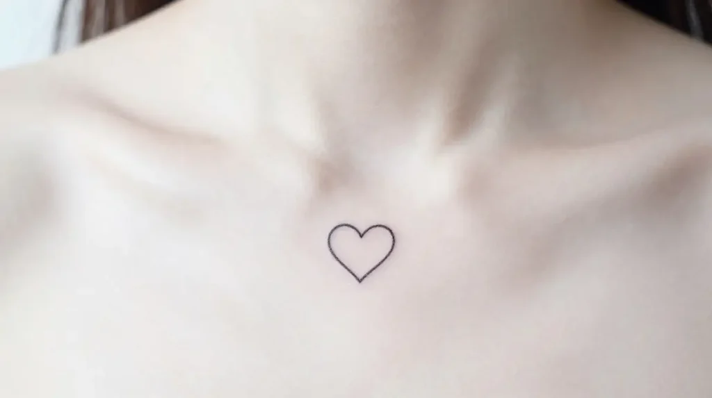 Small Heart Tattoo on Collarbone