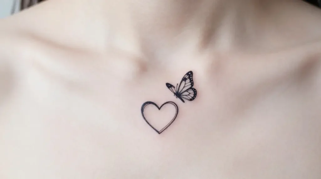 Small Heart Tattoo with Butterfly