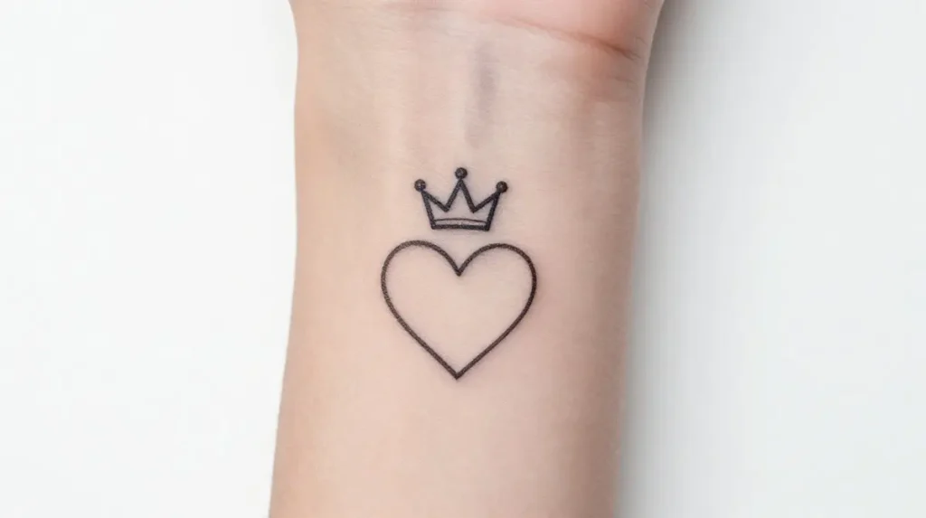 Small Heart Tattoo with Crown