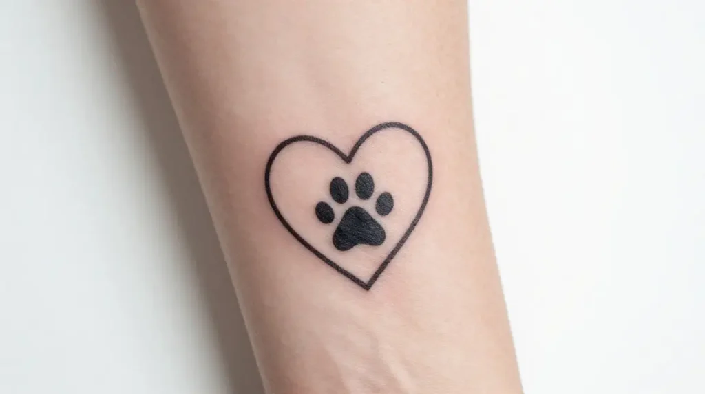 Small Heart Tattoo with Paw Print