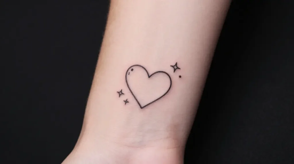 Small Heart Tattoo with Stars