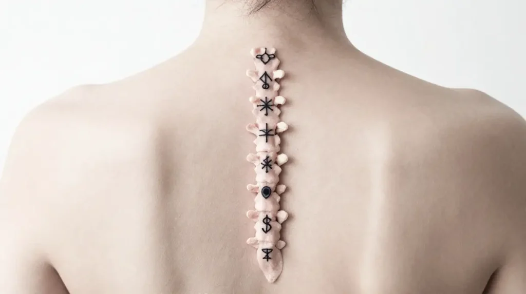 Small Spine Back Tattoo