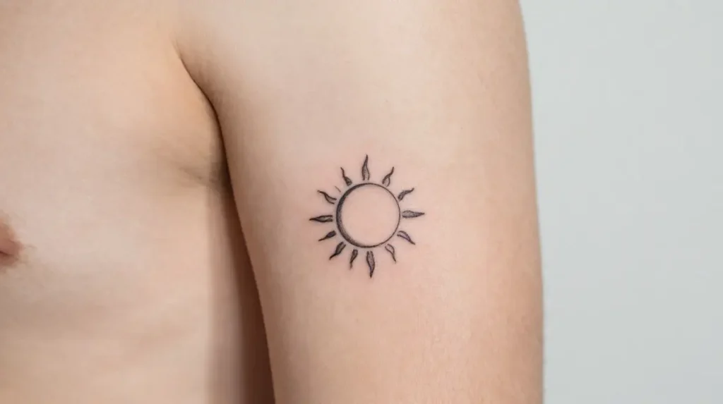Small Sun or Moon Tattoo