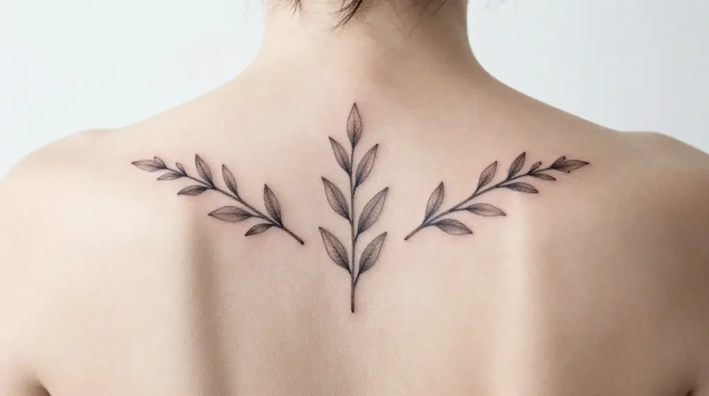 Small Upper Back Tattoo Between Shoulder Blades