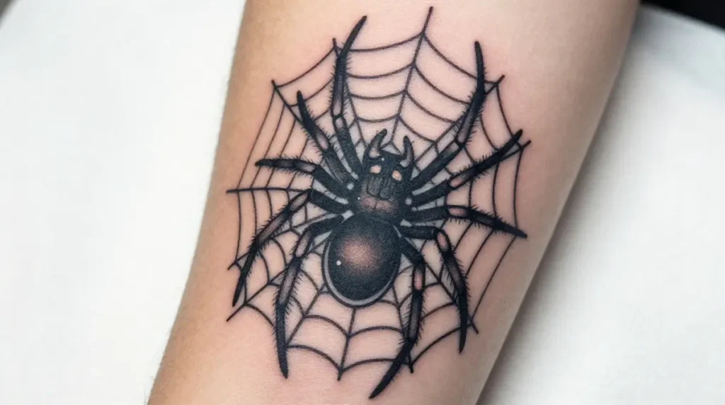 Spider and Spider Web Tattoo