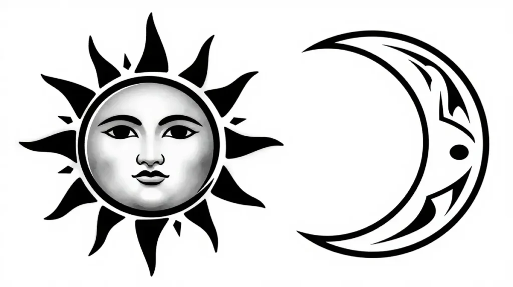 Spiritual Sun and Moon Tattoo