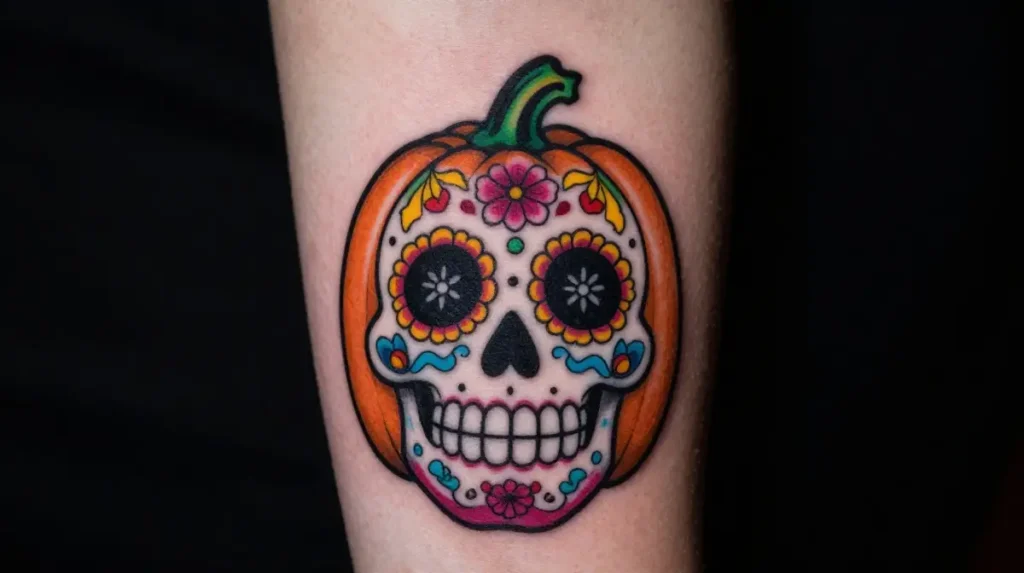 Sugar Skull Pumpkin Tattoo