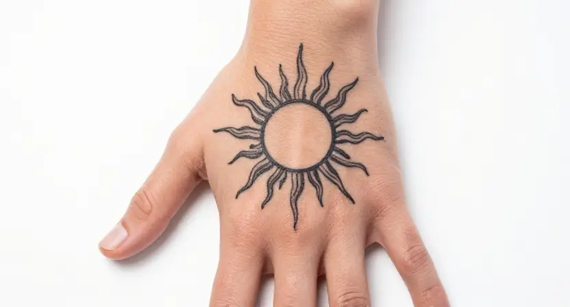 Sun Hand Tattoo for Women