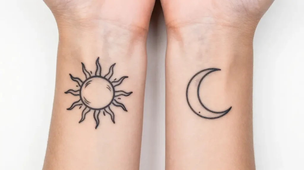 Sun Tattoo for Couples or Best Friends