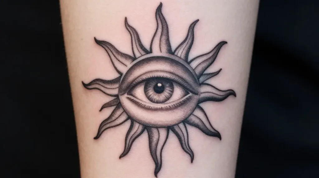 Sun Tattoo with Eye