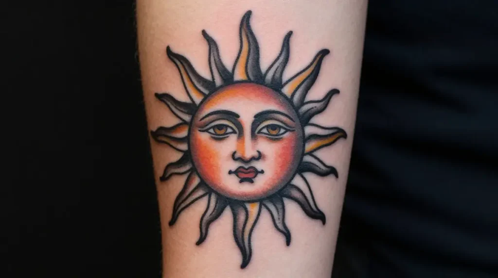 Sun Tattoo with Face