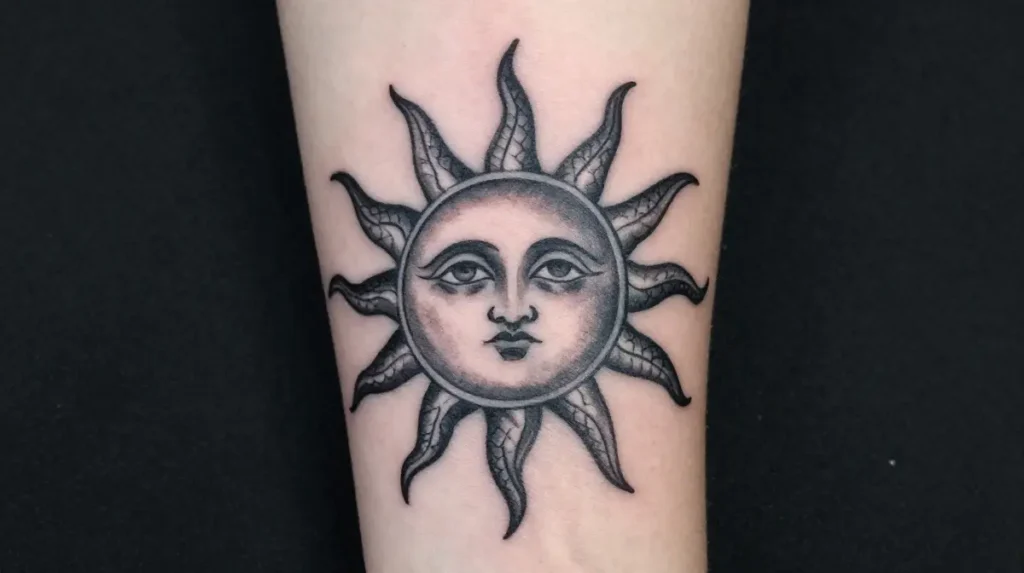 Sun Tattoo with Snake