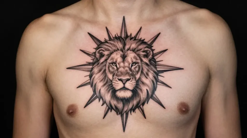 Sun and Lion Leo Tattoo