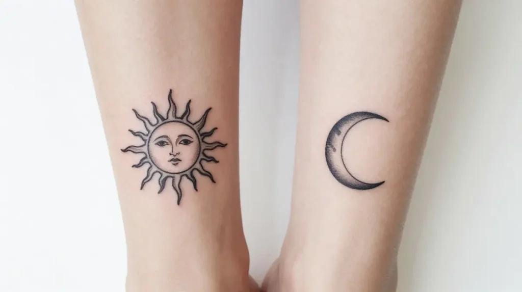 Sun and Moon Tattoo as Sister or Best Friend Tattoos