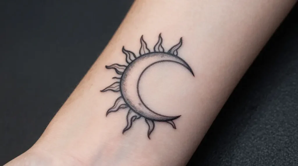 Sun and Moon Wrist Tattoo