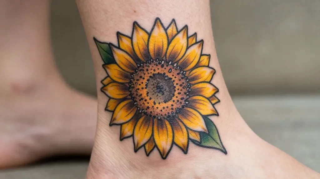 Sunflower Ankle Tattoo
