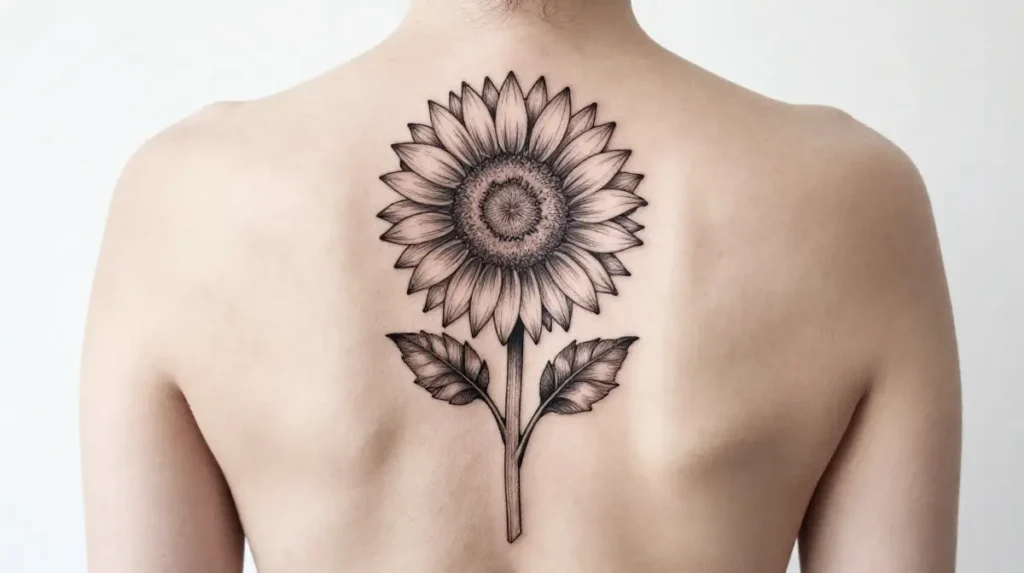 Sunflower Spine Tattoo