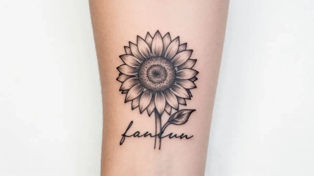 Sunflower Tattoo with Quotes or Names