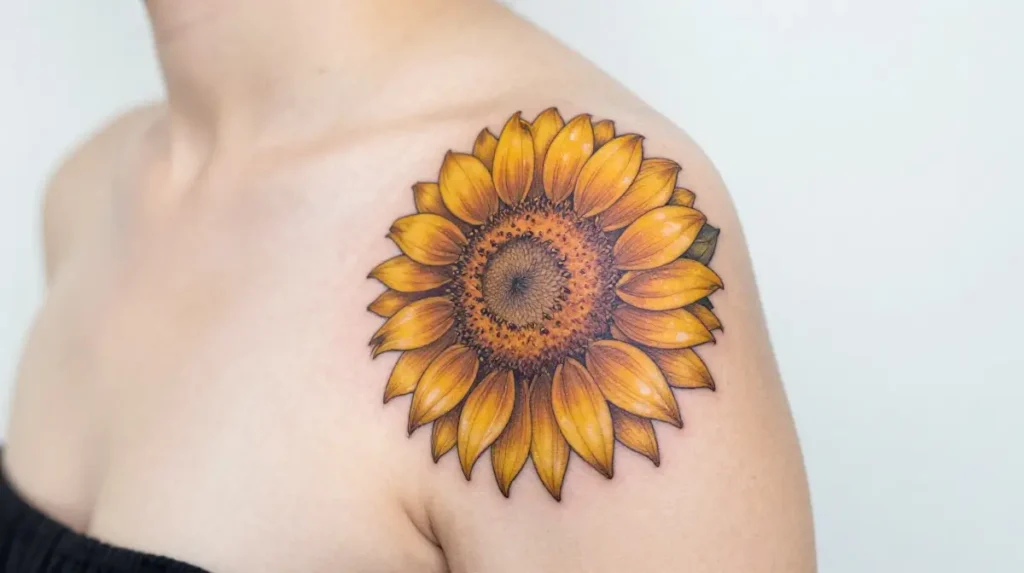 Sunflower Upper Shoulder Tattoo