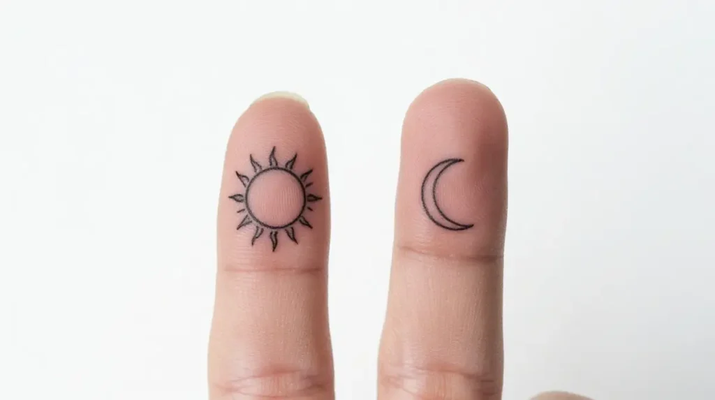 Symbolic Sun and Moon Tattoo for Best Friends or Sisters
