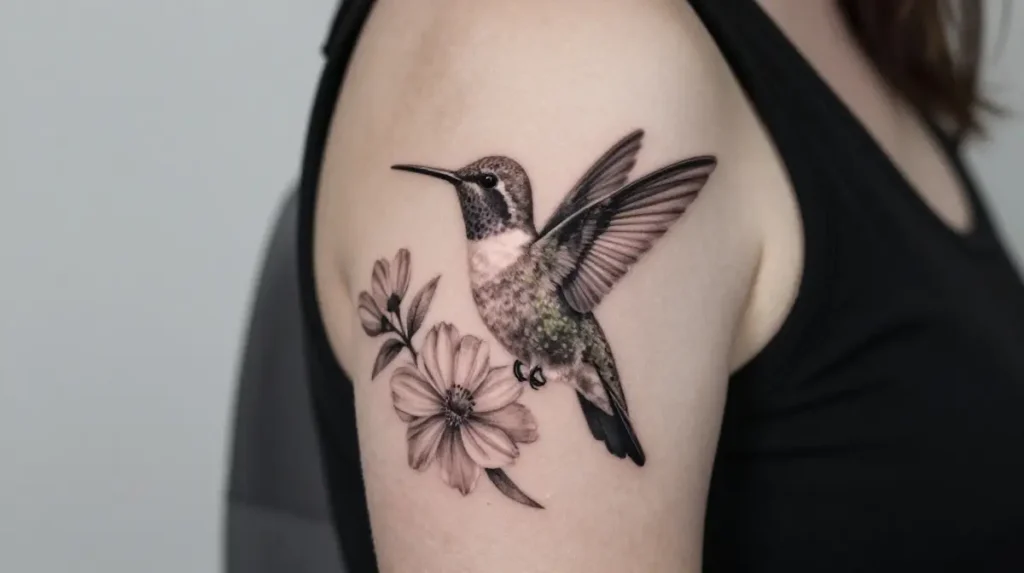 The Black and Grey Hummingbird Tattoo